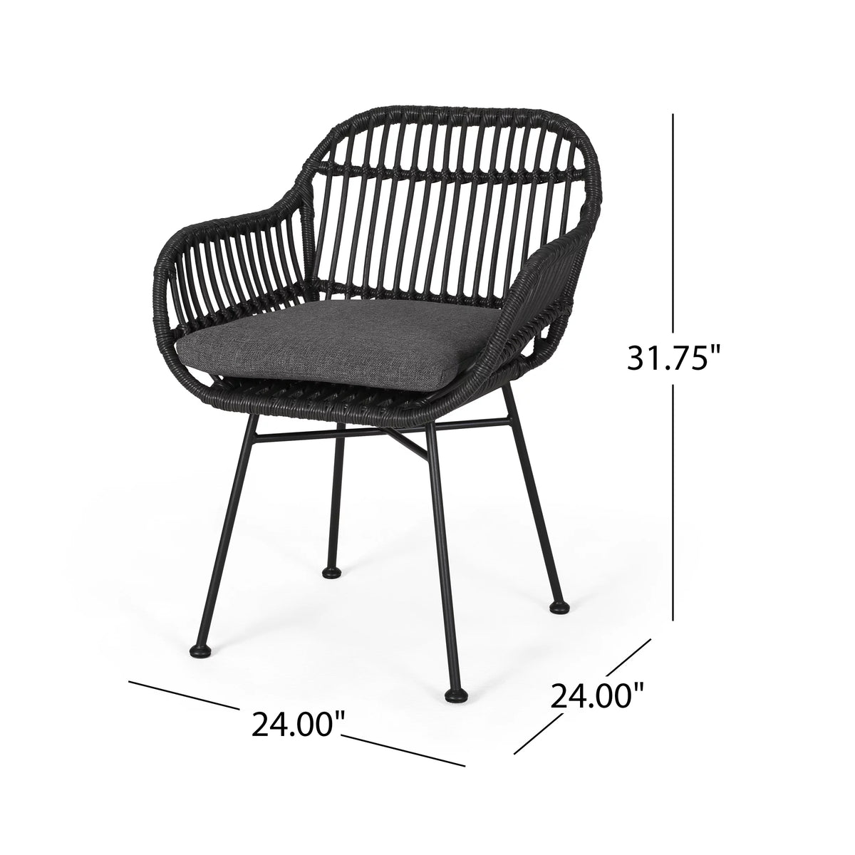 Woven Faux Rattan Chairs with Cushions Set of 2 Y84135