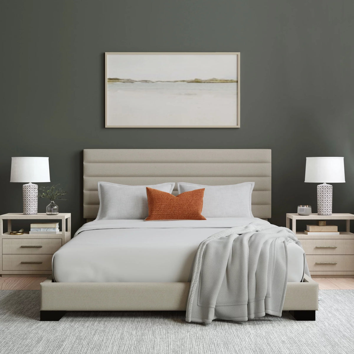 Queen Tufted Platform Bed Y9536