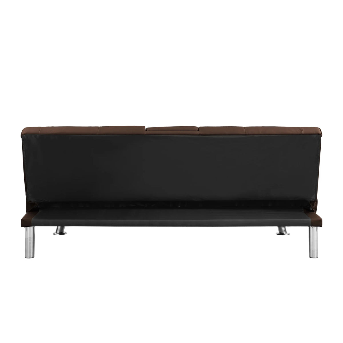 Brown PVC Sofa Bed with Armrest and Wood Frame H9092