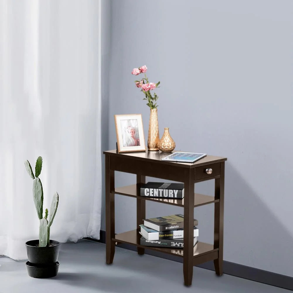 Chair Side End Table with 2 Layers and Shelf F84646