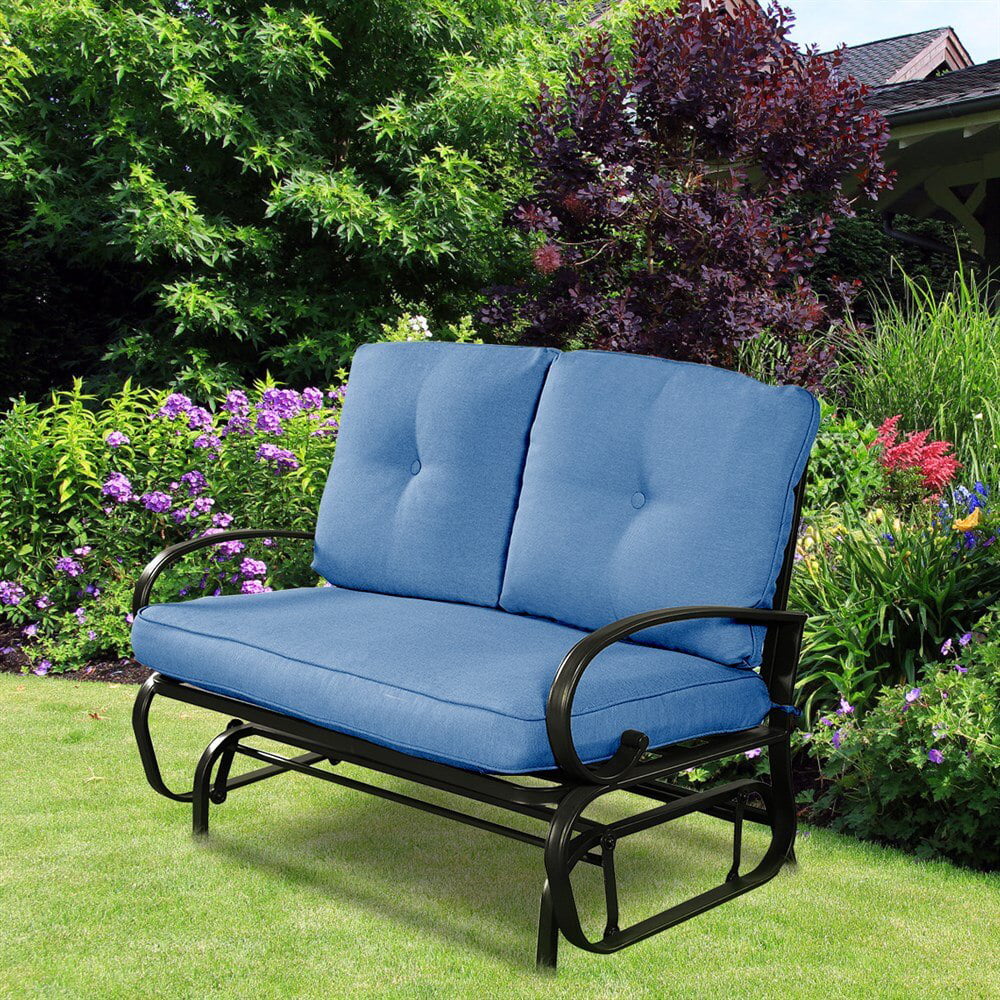 Blue Outdoor Patio Rocking Bench Loveseat G912229
