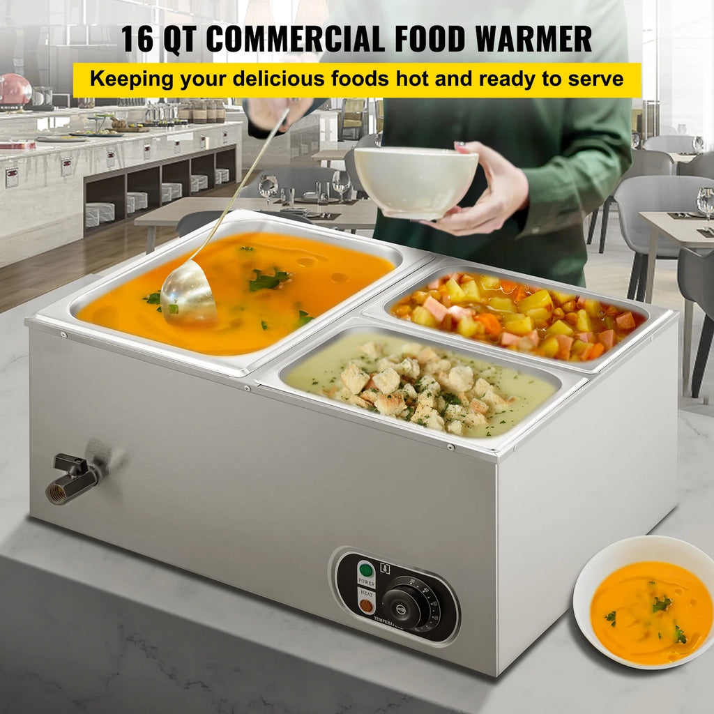 3-Pan Stainless Steel Commercial Food Warmer H104588