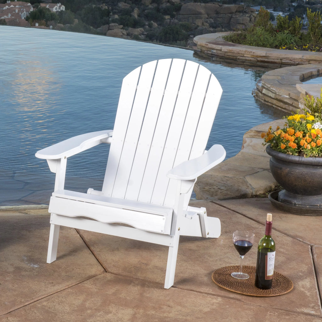 White Reclining Wood Adirondack Chair with Footrest A4313