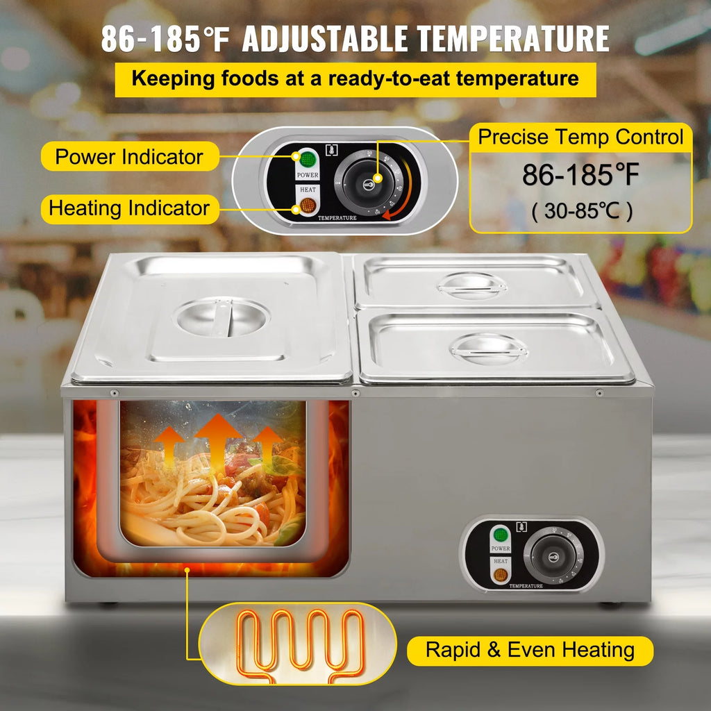 3-Pan Stainless Steel Commercial Food Warmer H104588
