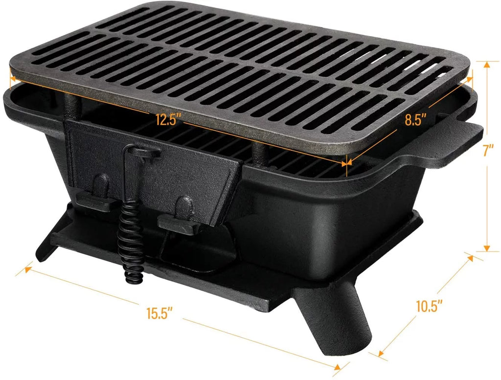 Portable Charcoal Grill with Double-sided Grilling Net C8040