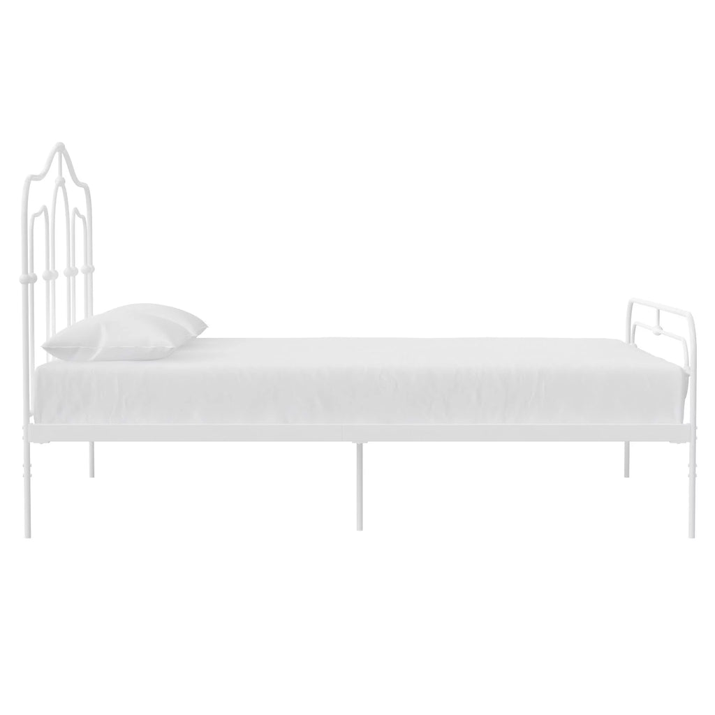 Off White Full Size Metal Bed with Headboard and Footboard V9682