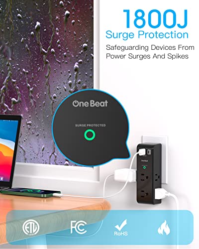 Surge Protector Outlet Extender with Rotating Plug, 6 AC Outlets and 3 USB Ports J145309