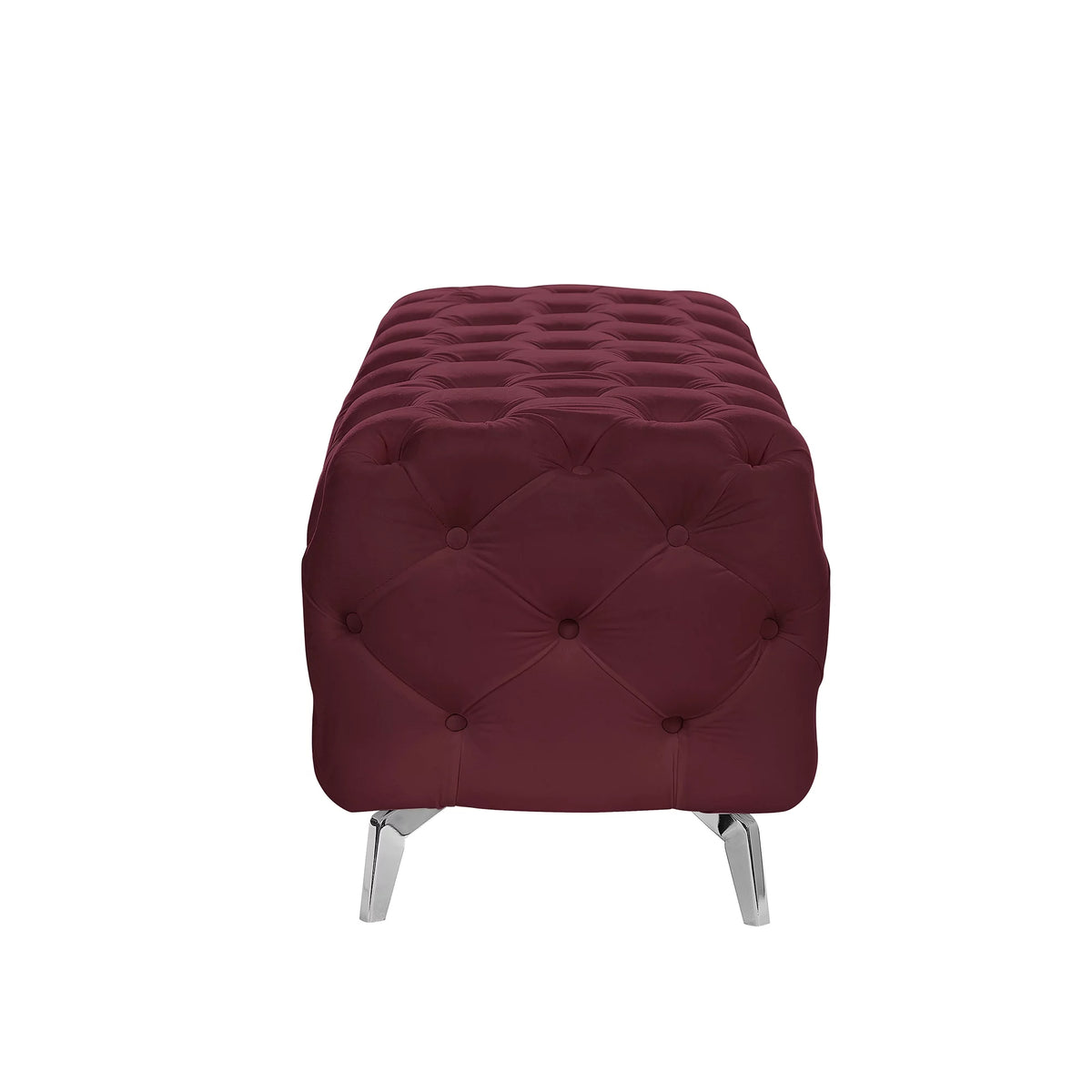 Red Velvet Upholstered Ottoman Bench Q890610