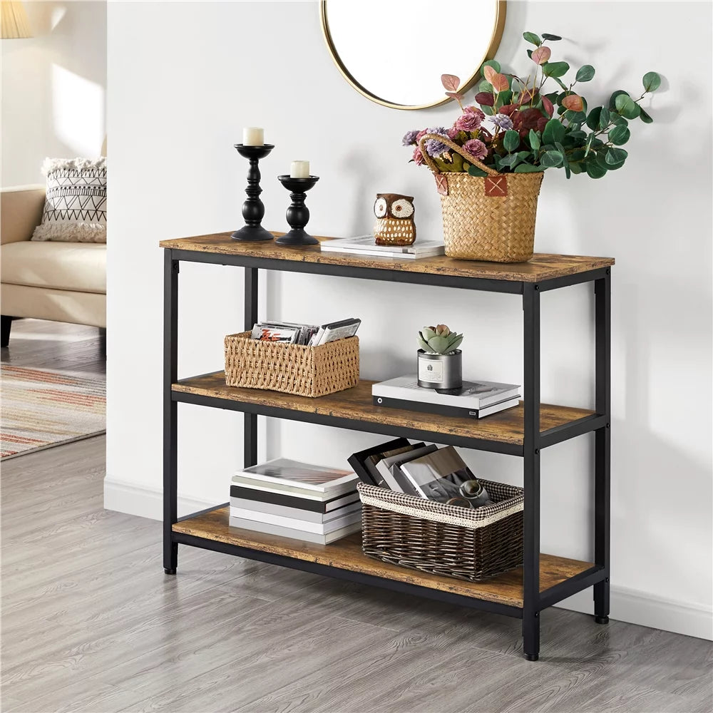 Industrial Console Table Rustic Brown D996