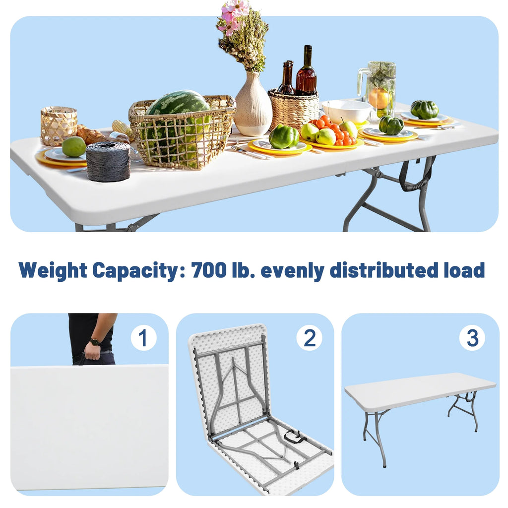 White 6ft Rectangle Folding Table E478371