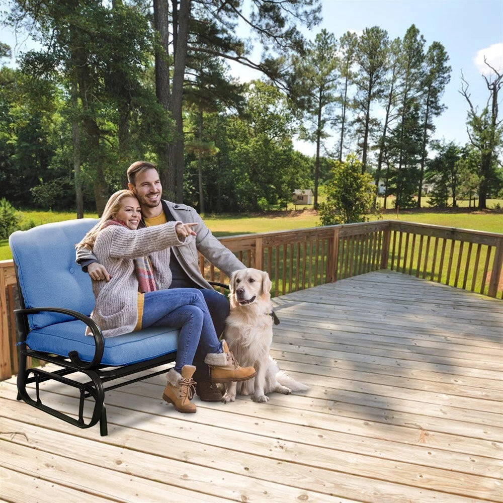 Blue Outdoor Patio Rocking Bench Loveseat G912229