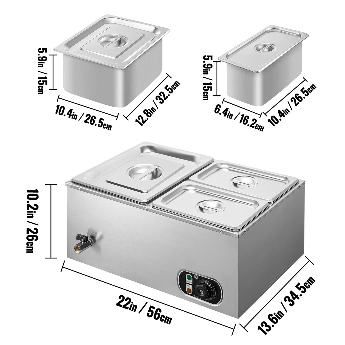 3-Pan Stainless Steel Commercial Food Warmer H104588