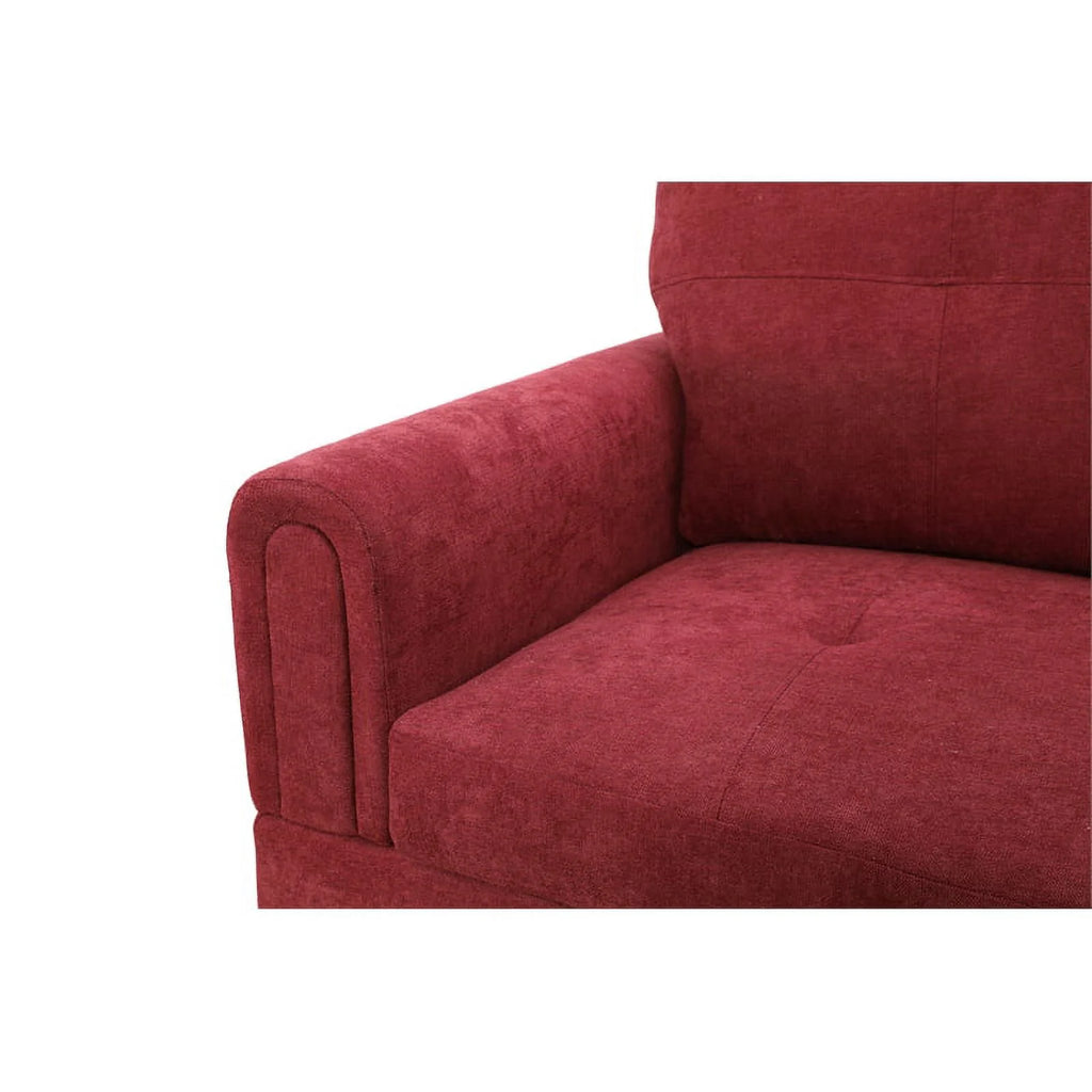 Red 3PC Flannelette Sectional Sofa with Ottoman G4928