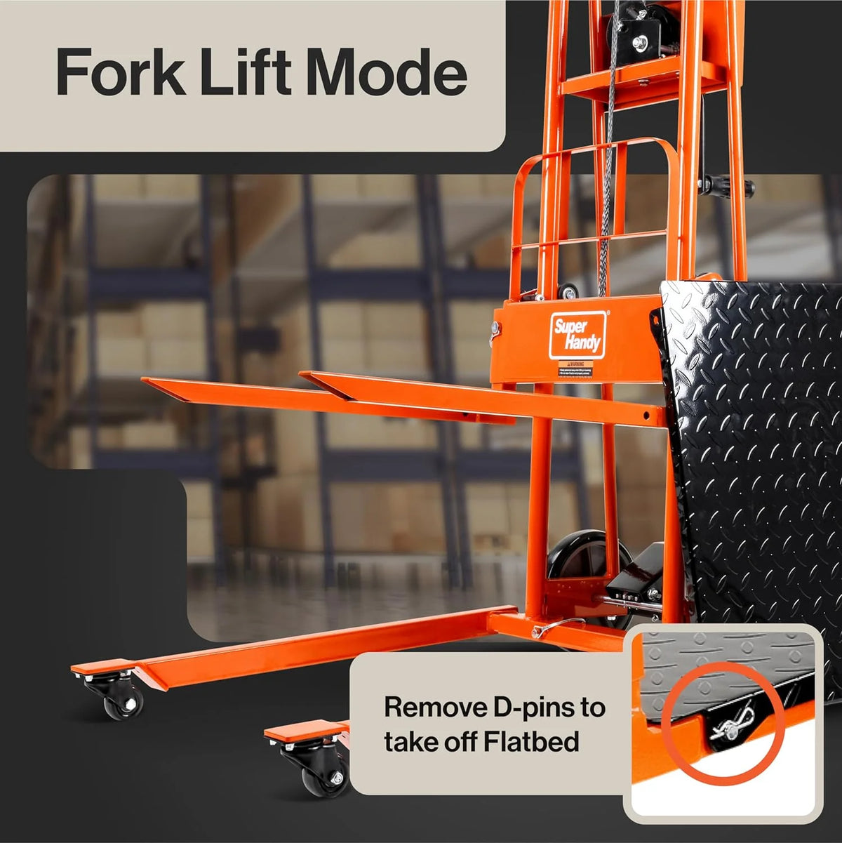 Material Lift Winch Stacker 330 Lbs 40" Max Lift Z9360