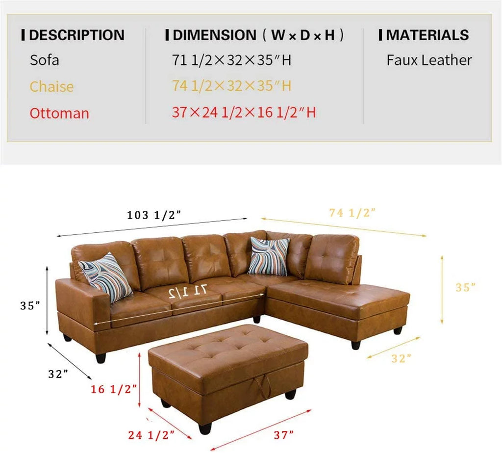Leather L Shape Sectional Sofa Set R7909