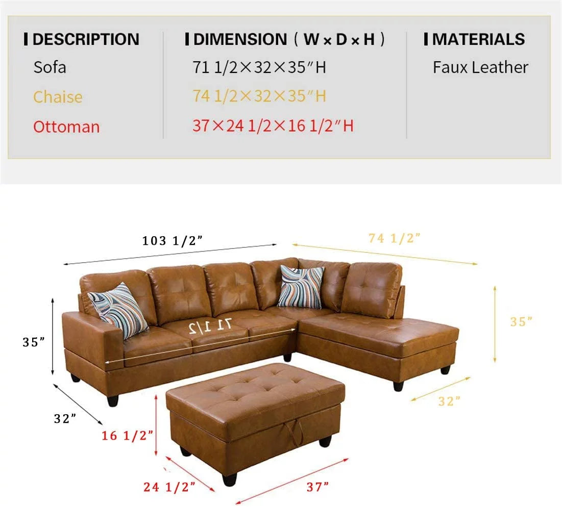 Leather L Shape Sectional Sofa Set R7909