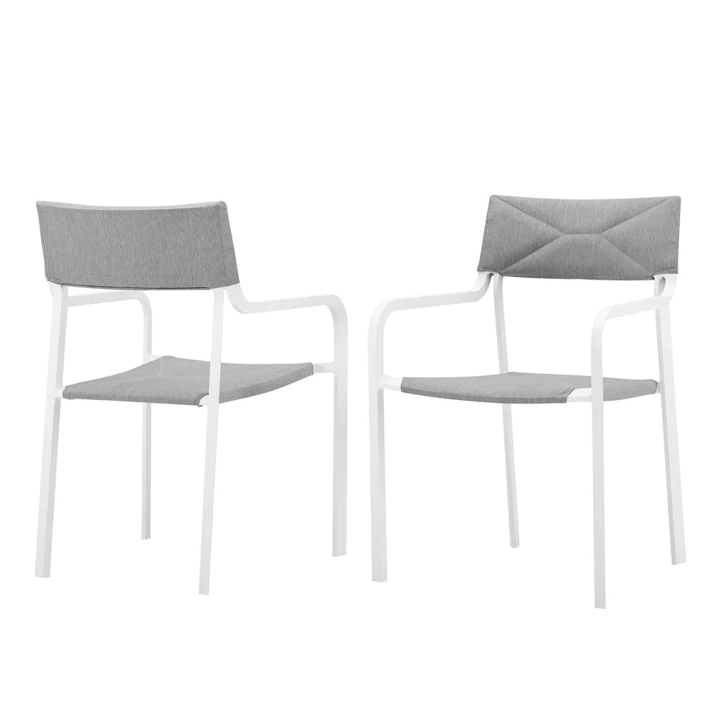 White Grey Aluminum Set of 2 Lounge Chair N141320