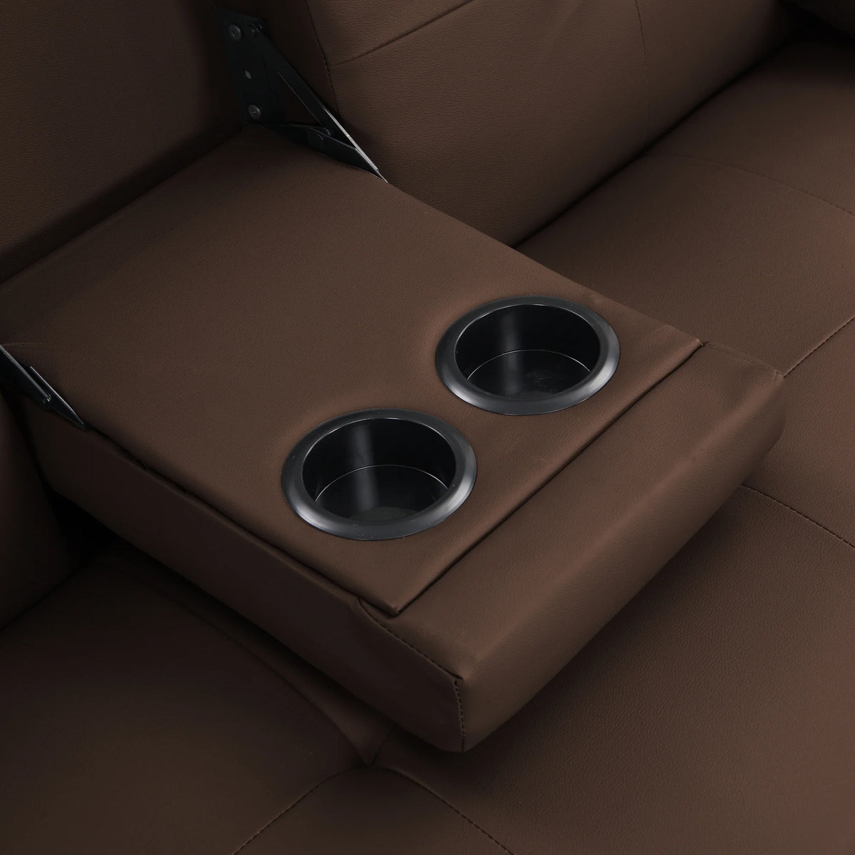 Brown PVC Sofa Bed with Armrest and Wood Frame H9092
