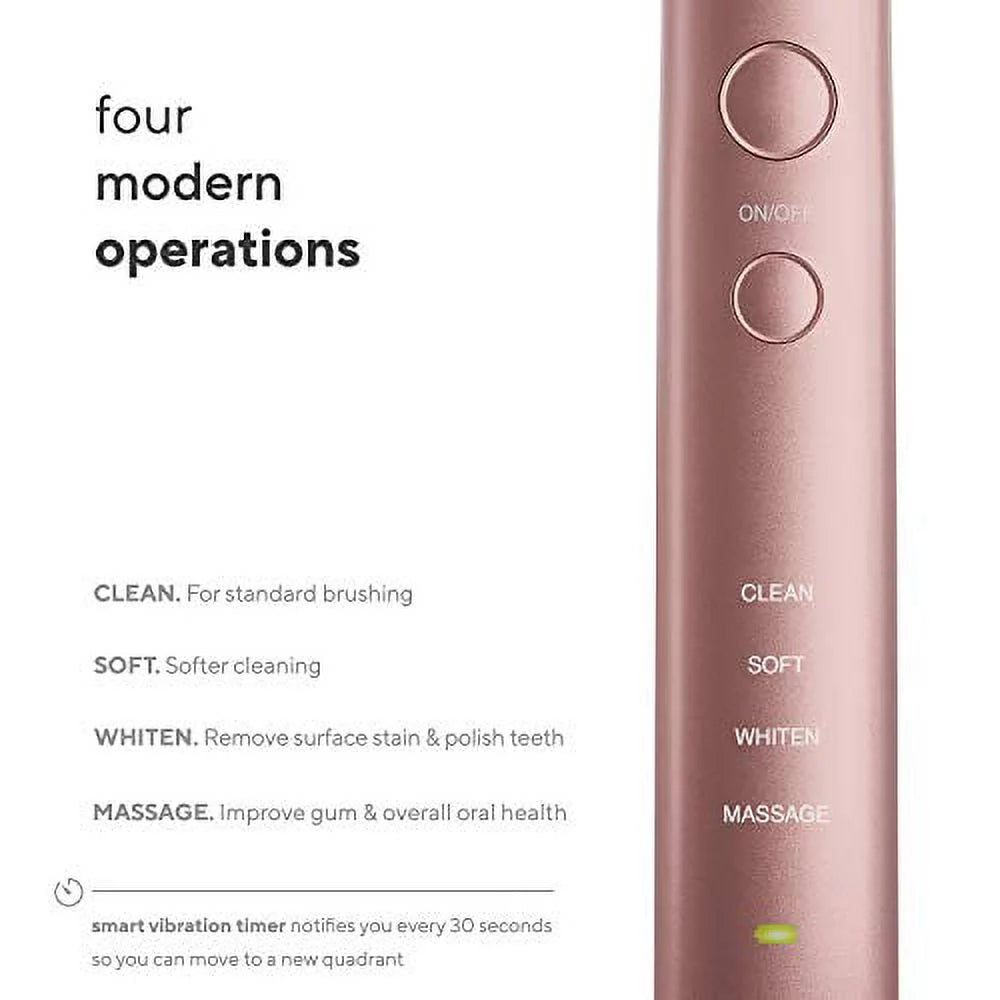 Satin Rose Gold Sonic Electric Toothbrush with 8 Brush Heads E560