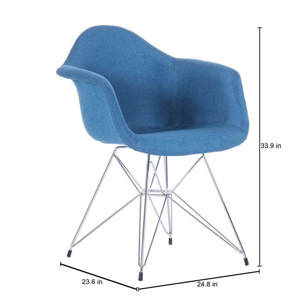 Blue Fabric Upholstered Dining Chairs Set of 2 with Arms Y124369