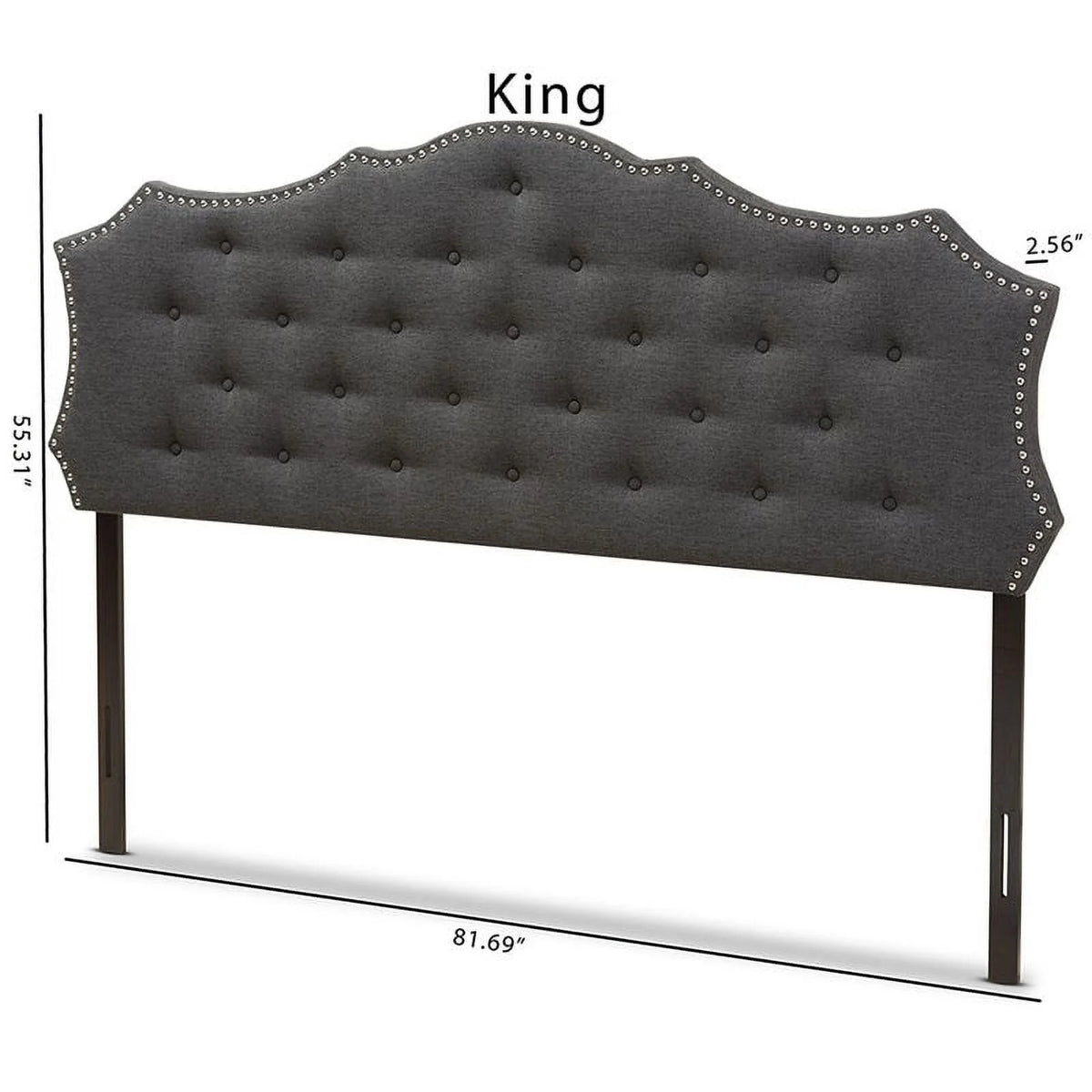 Gray Tufted Fabric King Panel Headboard S899