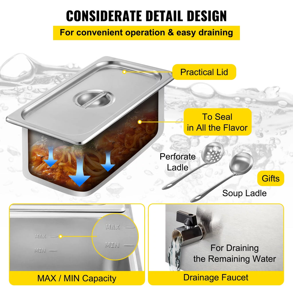 3-Pan Stainless Steel Commercial Food Warmer H104588