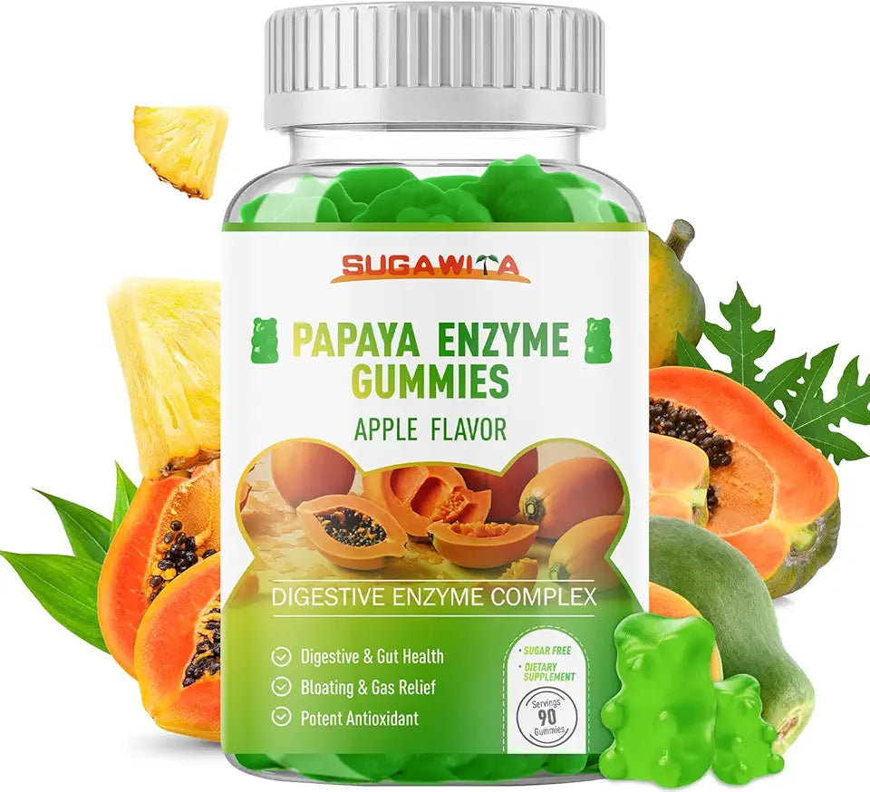 Chewable Papaya Digestive Enzymes Gummies with Amylase, Papain & Bromelain, 90 Count I807
