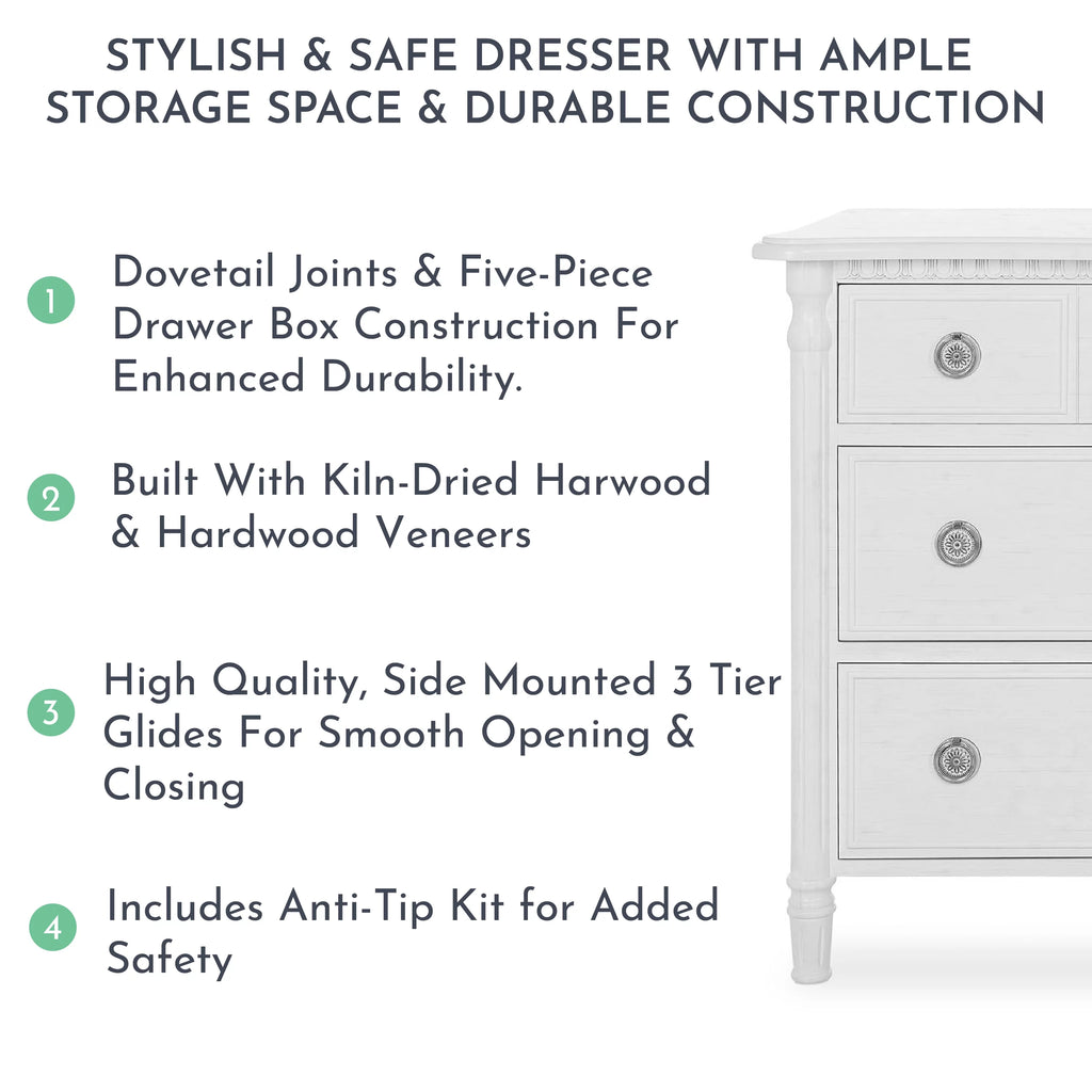 White 6 Drawer Double Dresser Q38163