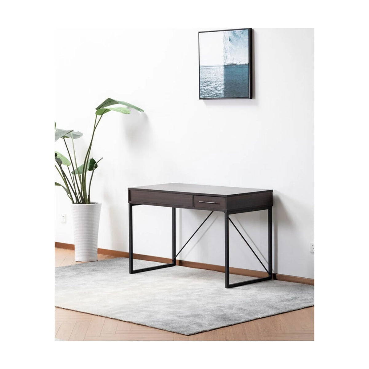 Dark Brown Wood Lift Top Desk with Hidden Storage and Drawer O87847