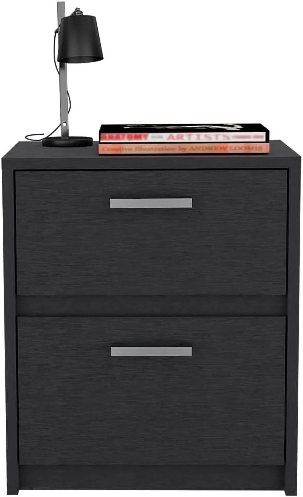 Black Two Drawers Nightstand O306303