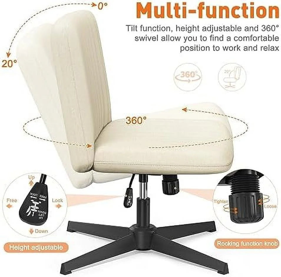 Cross Legged Office Chair Armless Wide Desk Chair No Wheels Q930