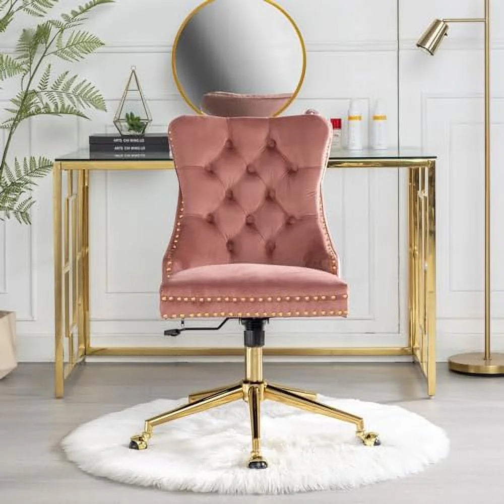 Pink Tufted Adjustable Swivel Office Chair T760