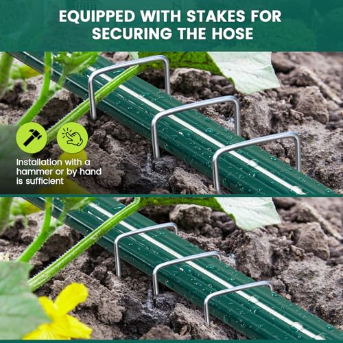 50ft 2 Pack Soaker Sprinkler Hose with Stakes J595978