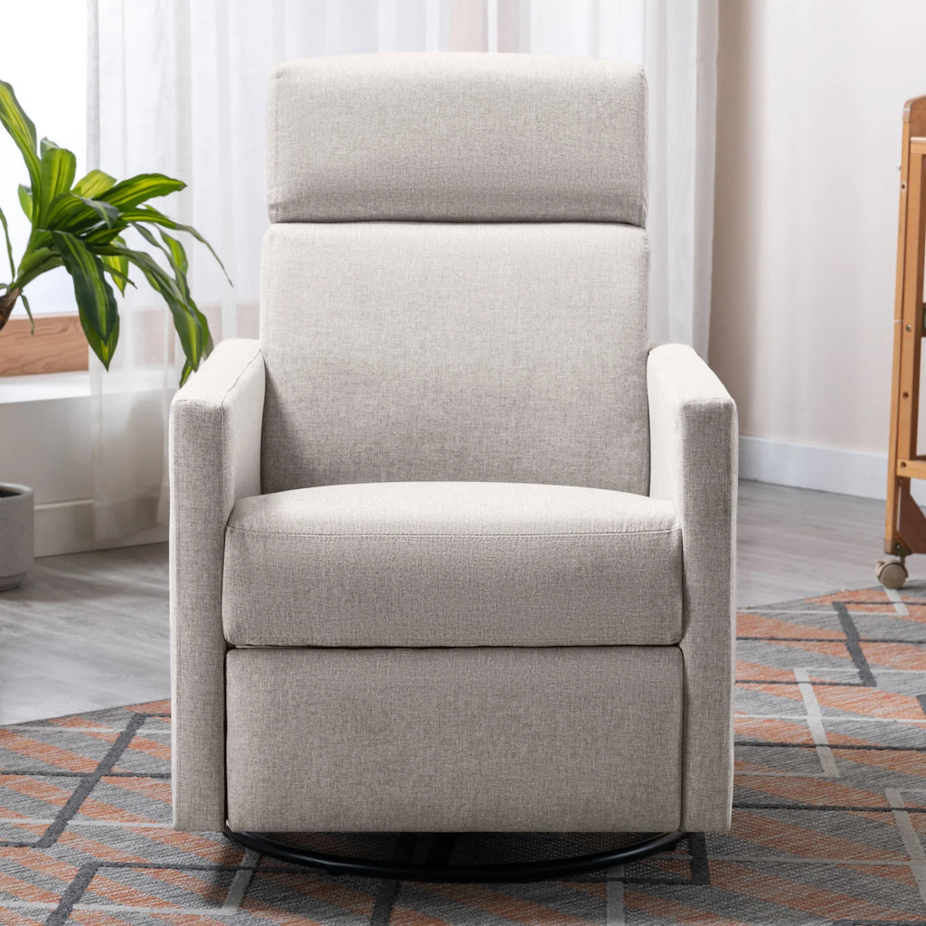 Tan Upholstered Swivel Recliner Chair O884638