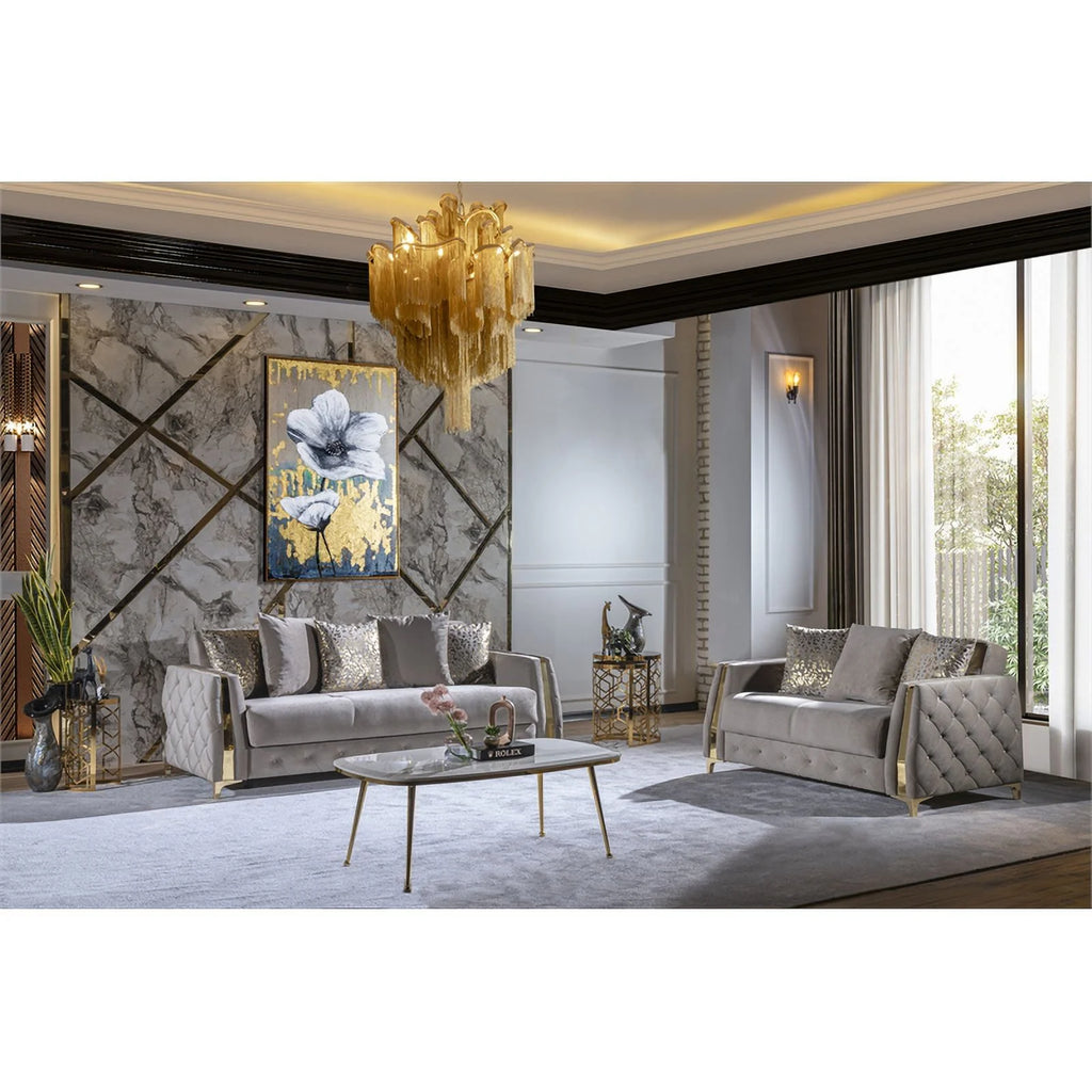 2PC Living Room Set Wood Taupe Q728071