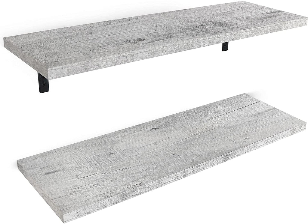 24” Wall Mounted Floating Shelves Set with Rustic Pattern H6817