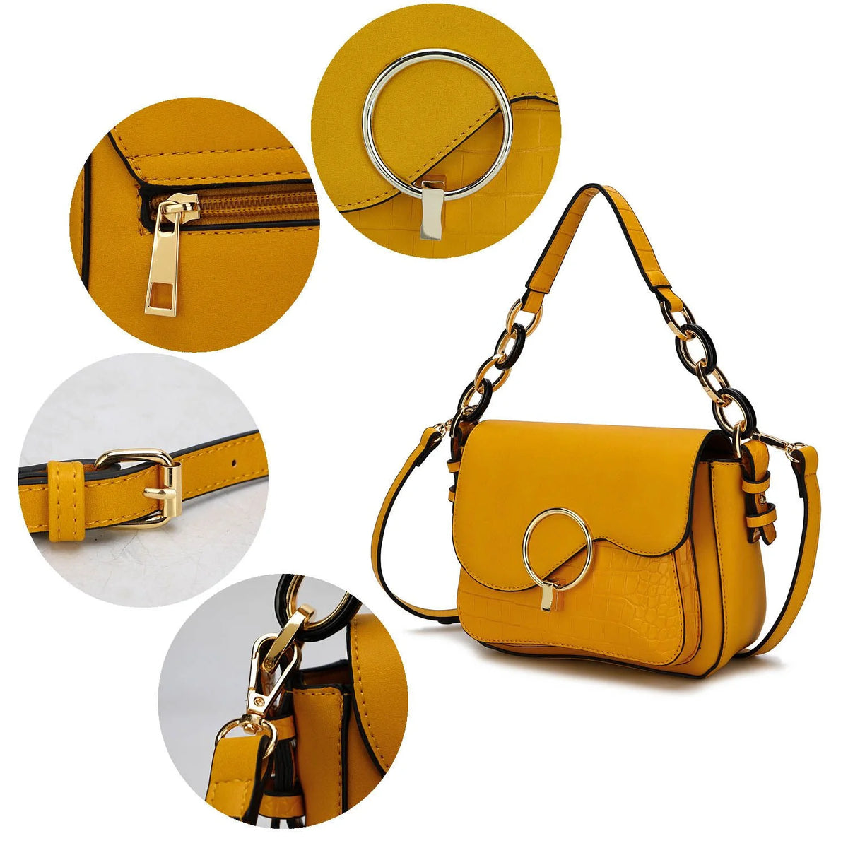 Forest Green Faux Leather Flap Top Crossbody Bag H18341