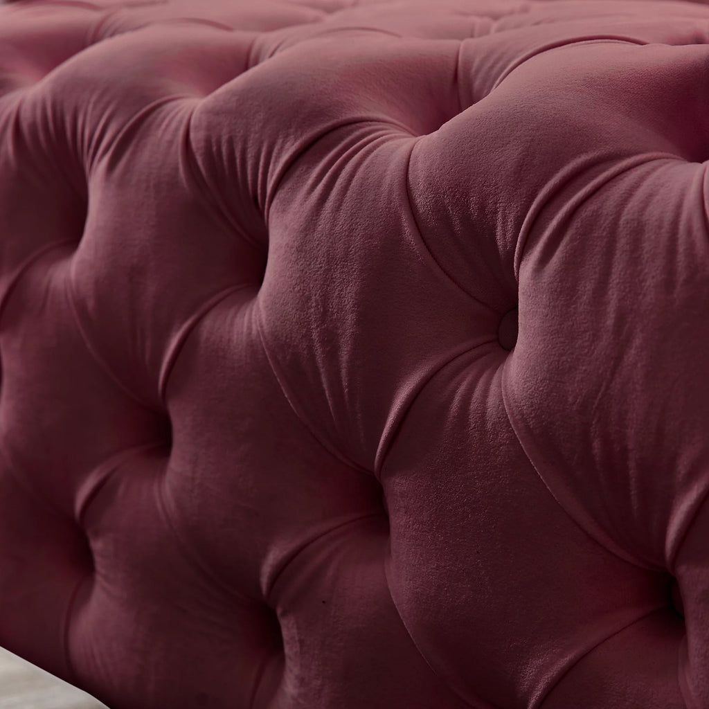 Red Velvet Upholstered Ottoman Bench Q890610