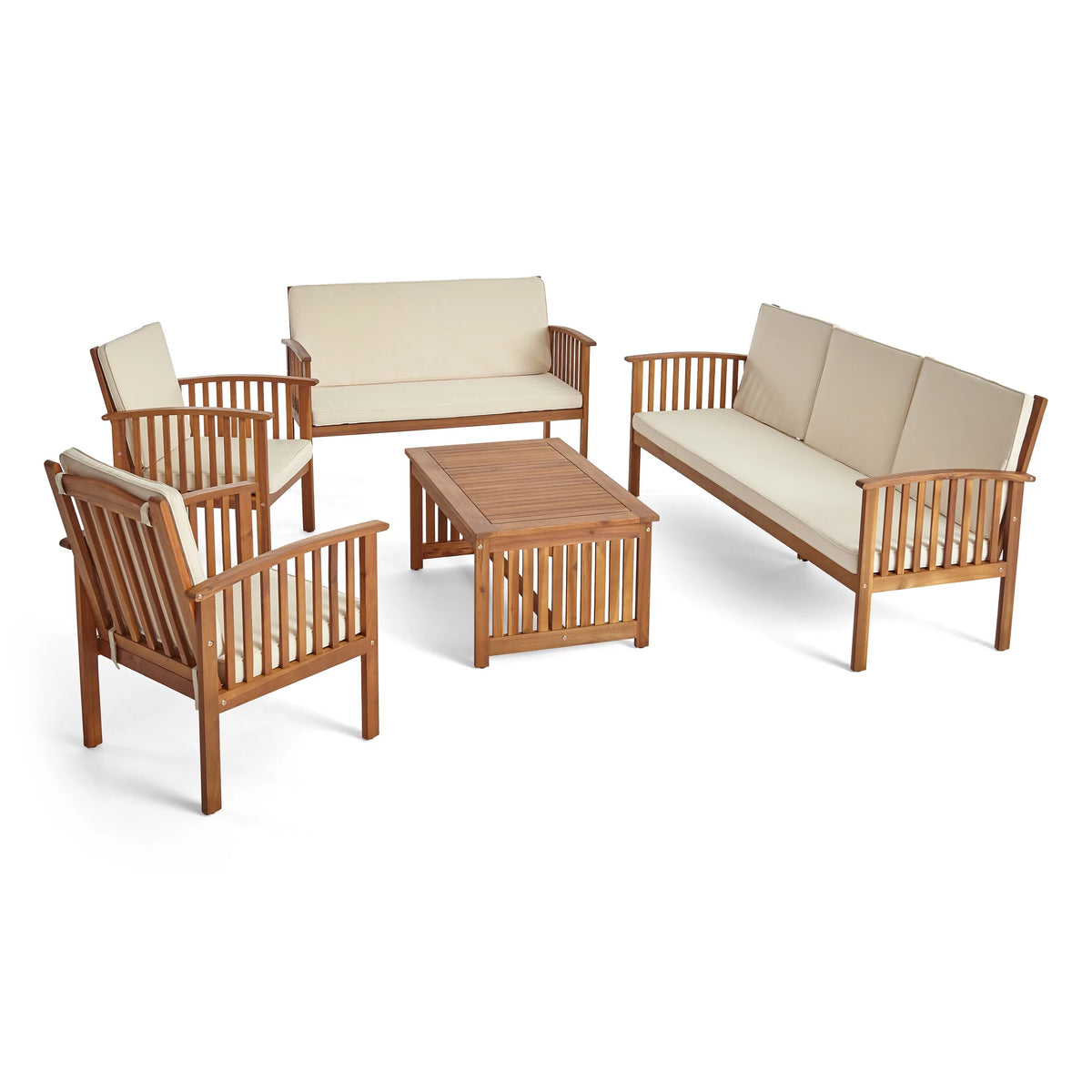 5 Piece Acacia Wood Outdoor Conversational Set I1860