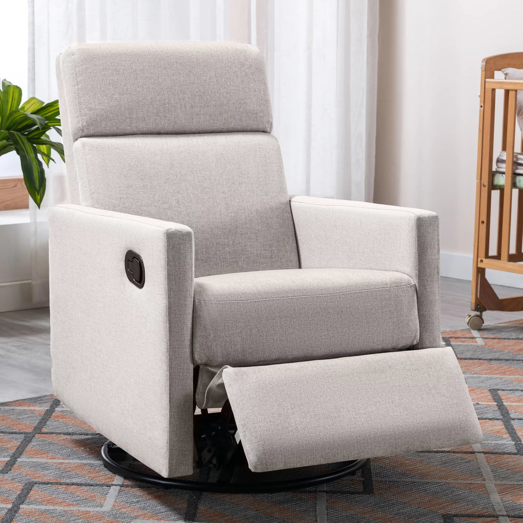 Tan Upholstered Swivel Recliner Chair O884638