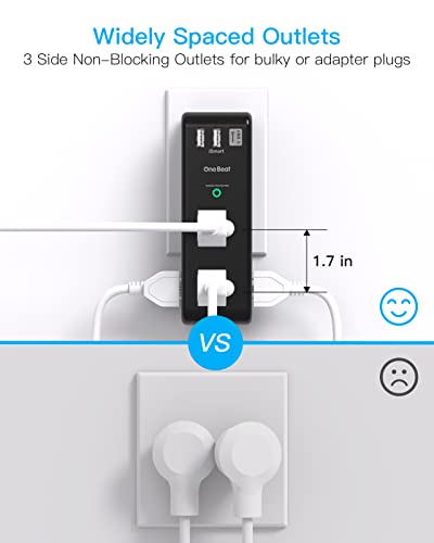 Surge Protector Outlet Extender with Rotating Plug, 6 AC Outlets and 3 USB Ports J145309