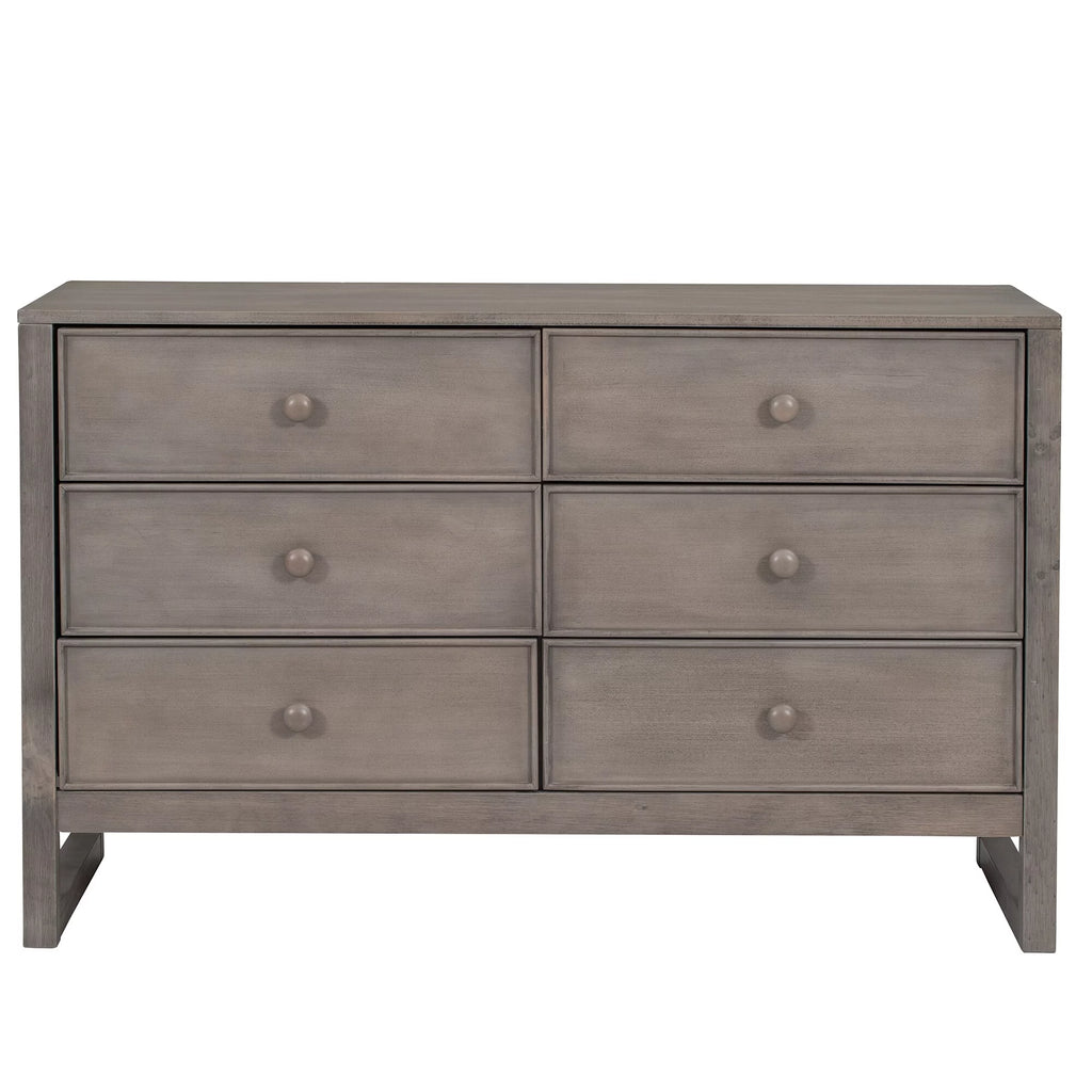 Antique Gray 6 Drawers Rustic Wooden Dresser N599