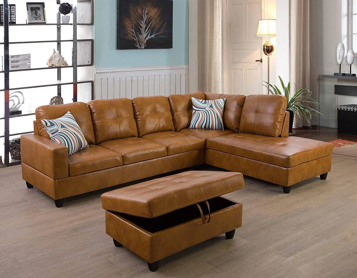Leather L Shape Sectional Sofa Set R7909