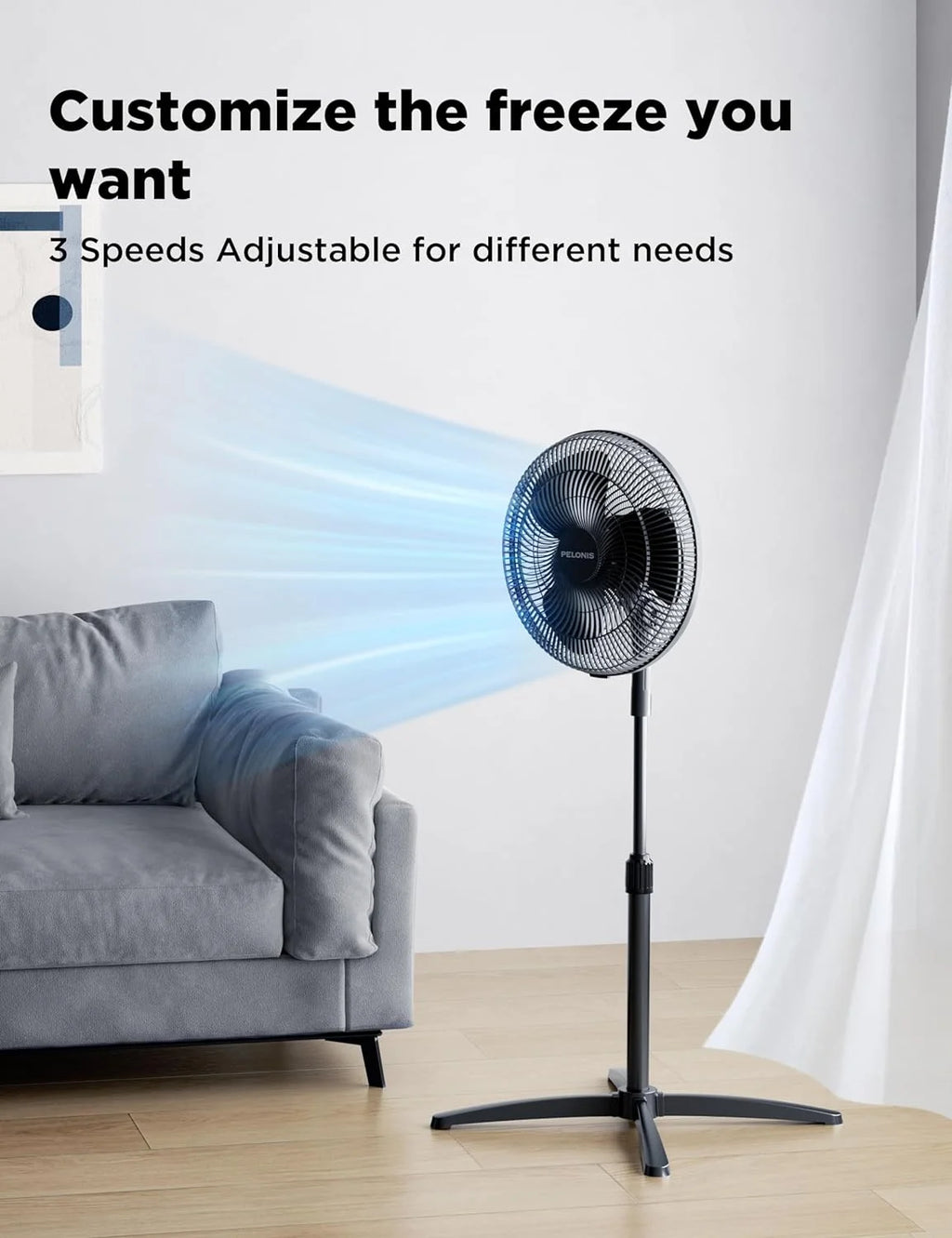 16'' Pedestal Oscillating Fan 2 Packs Black U915