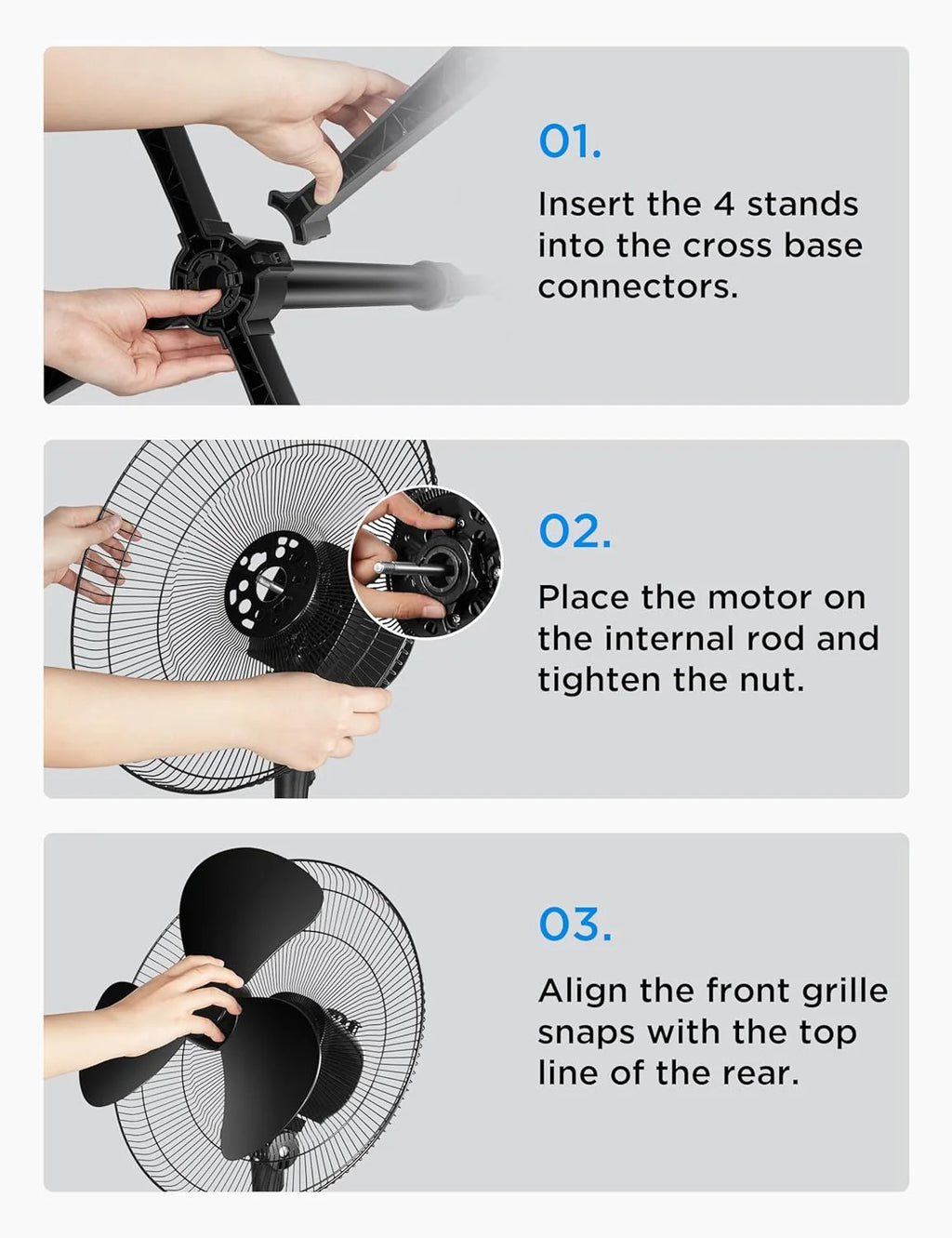 16'' Pedestal Oscillating Fan 2 Packs Black U915