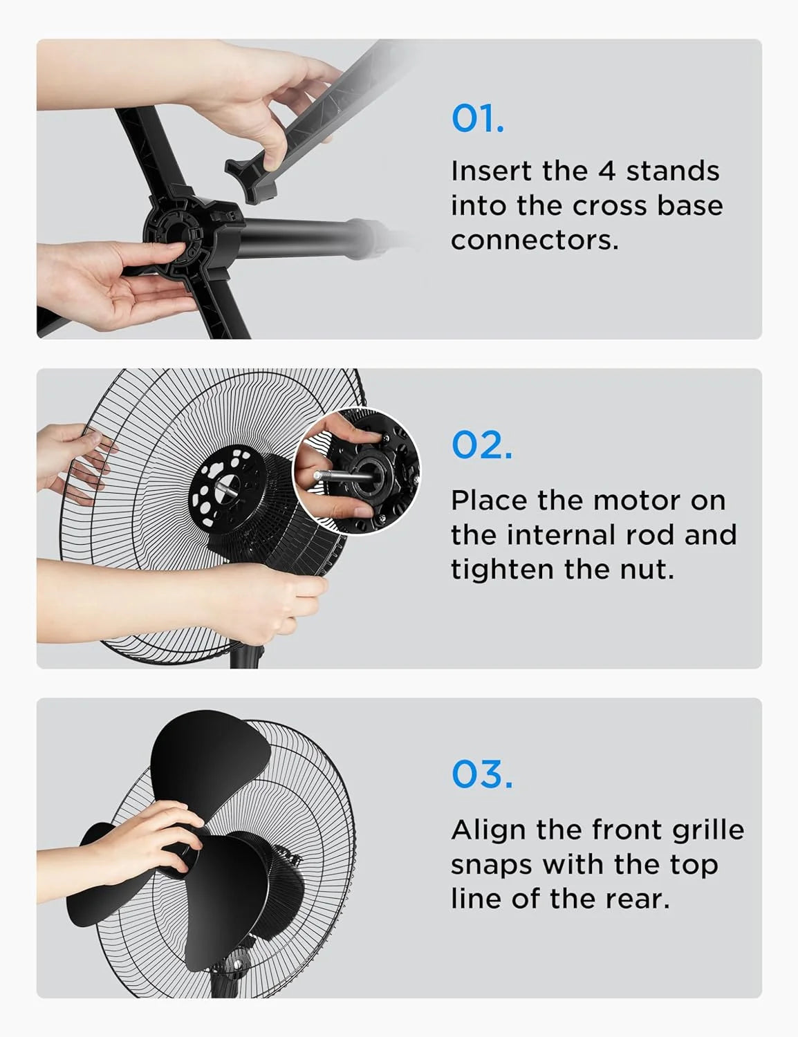 16'' Pedestal Oscillating Fan 2 Packs Black U915