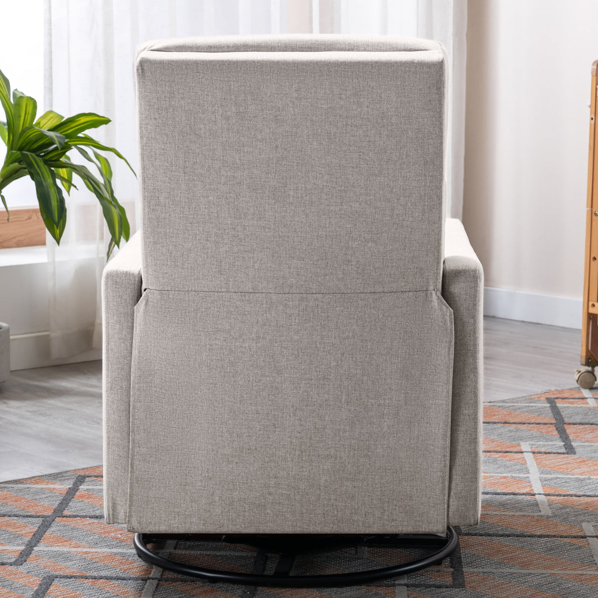 Tan Upholstered Swivel Recliner Chair O884638