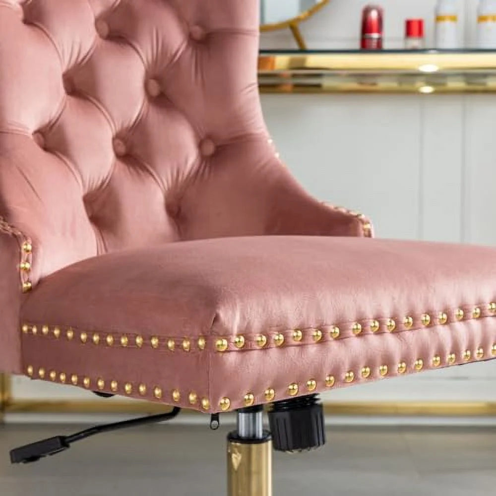 Pink Tufted Adjustable Swivel Office Chair T760