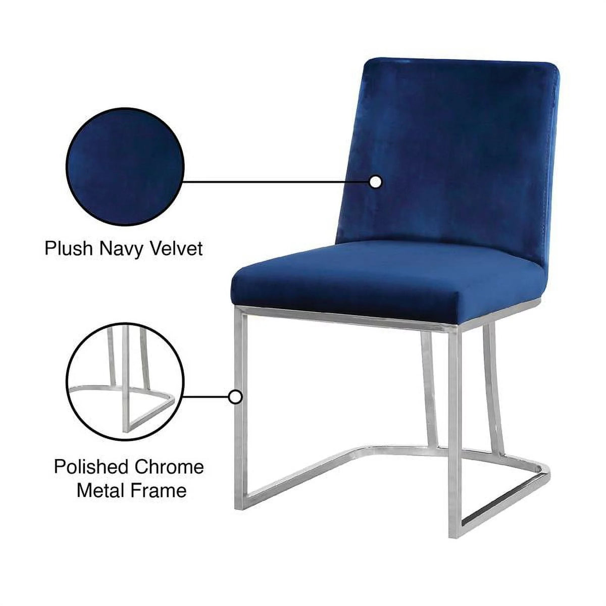 Navy Velvet Dining Chair Set of 2 B941