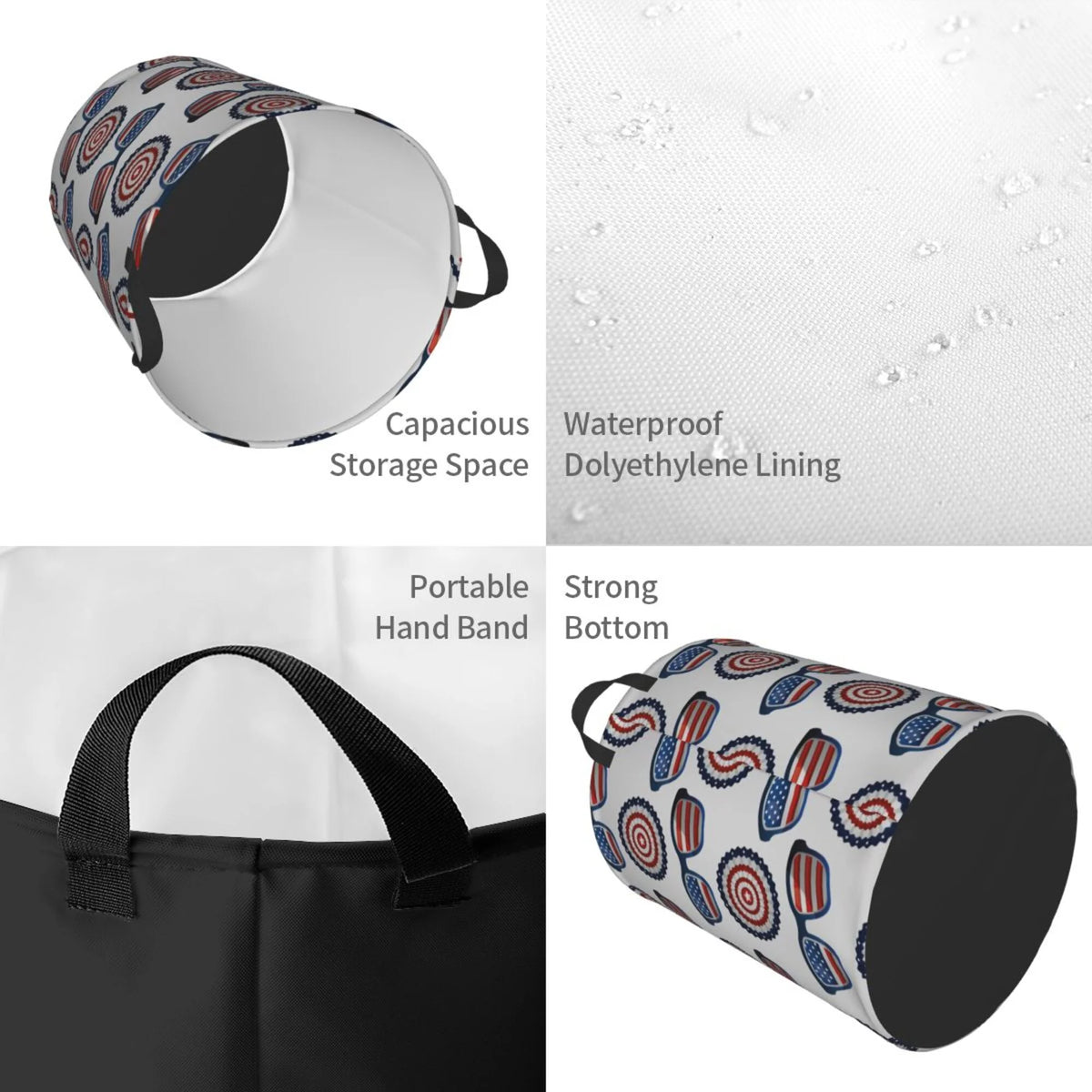 Waterproof Collapsible Laundry Basket with Handles B2060